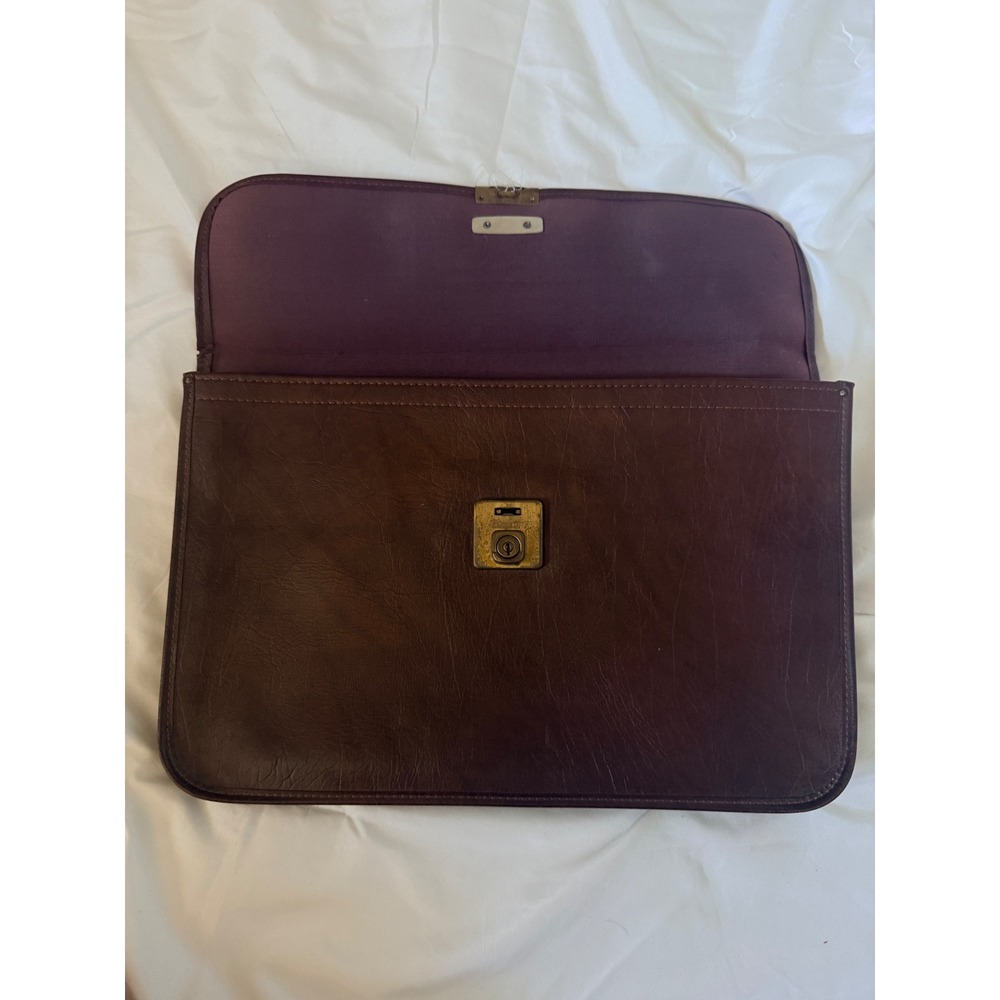 Samsonite Vintage 70's 80's Brown Leather Portfolio Briefcase Case Lock w/Key - Picture 3 of 5